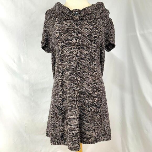 STYLE & CO Brown Short Sleeve Cable Knit Mini Sweater Dress Womens XL Cabincore - Picture 1 of 6